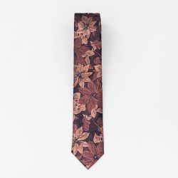 Cravata bordo cu flori